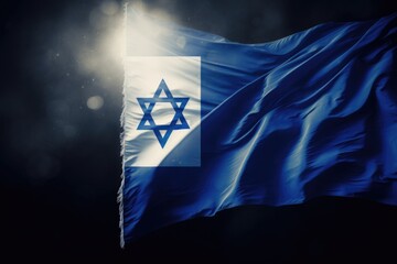 A blue flag featuring the Star of David symbol. This flag can be used to represent Judaism or the State of Israel