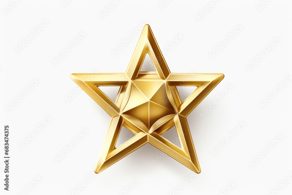 Poster a shining golden star against a clean white background. perfect for adding a touch of elegance and c