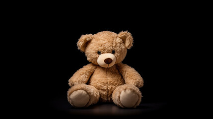 Teddy bear stuffed animal. Isolated on black background