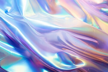 Luminous abstract holographic foil texture with fluid colors, ideal for vibrant design backgrounds. - obrazy, fototapety, plakaty