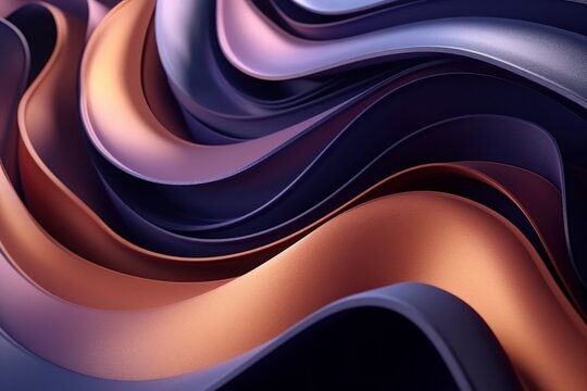 Abstract undulating layers in orange and blue hues, conveying fluidity and modern design aesthetics.