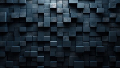 Abstract 3D cubes background in varying shades of blue, ideal for tech and design concepts. - obrazy, fototapety, plakaty