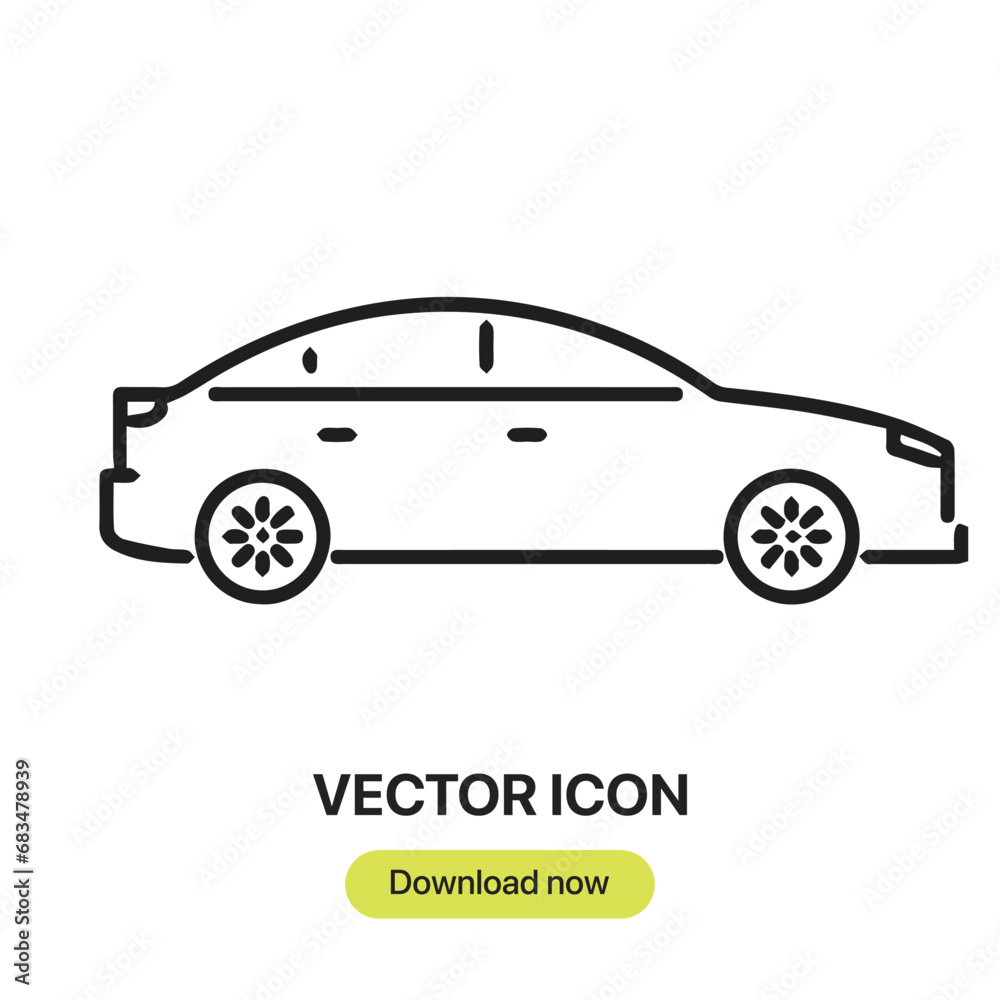 Leinwandbilder car icon vector. linear-style sign for mobile concept and web design. car symbol illustration. pixel
