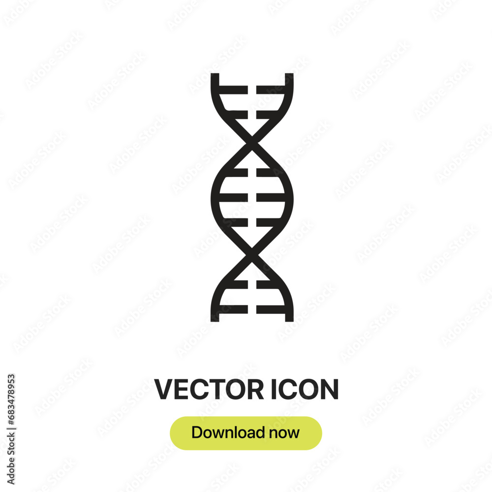 Aufkleber Dna icon vector. Linear-style sign for mobile concept and web design. Dna symbol illustration. Pixel vector graphics - Vector.	
