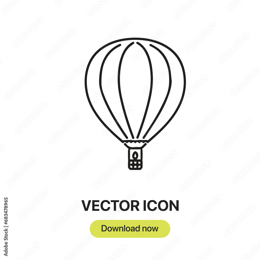 Aufkleber Hot Air Balloon icon vector. Linear-style sign for mobile concept and web design. Hot Air Balloon symbol illustration. Pixel vector graphics - Vector.	
