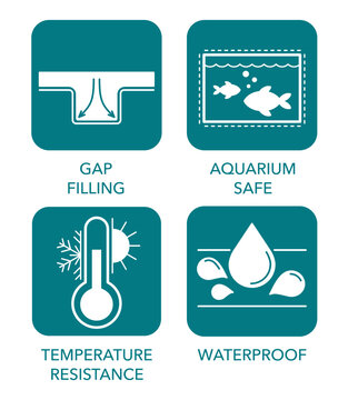 Silicone properties flat icons set