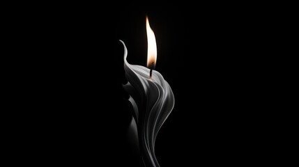  a candle that is lit in the dark with a long white smoke trail coming out of the top of it. - obrazy, fototapety, plakaty