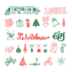 christmas element collection, set of christmas elements, set of christmas elements, christmas element collection christmas vector icons new year decoration 