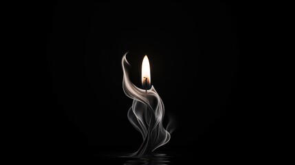  a lit candle with smoke coming out of it on a black background with a reflection of the candle in the water.