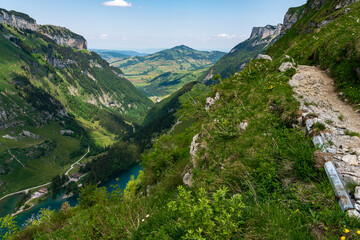 Wonderful hike in the Alpstein mountains in Appenzellerland Switzerland