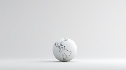  a white egg with a drawing of the world on it's side, sitting in front of a gray background.