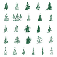 set of christmas trees christmas tree xmas tree