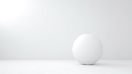  a white egg sitting in the middle of a white room with a bright light coming from the top of it.