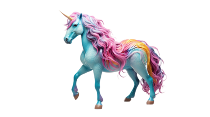 Colorful unicorn. Isolated on Transparent background.