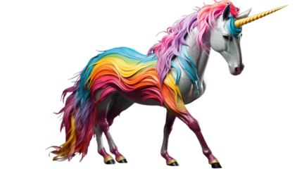 Colorful unicorn. Isolated on Transparent background.