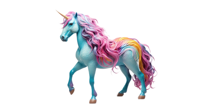 Colorful unicorn. Isolated on Transparent background.