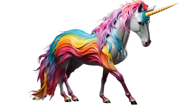 Colorful unicorn. Isolated on Transparent background.
