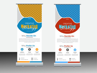 Obraz premium Creative business roll up banner design template. 