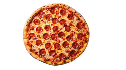 Pepperoni pizza. Isolated on Transparent background.