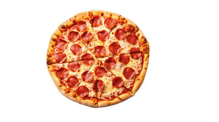 Pepperoni pizza. Isolated on Transparent background.
