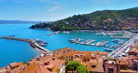 Foto op Canvas panorama from above of Porto Santo Stefano on the coast of Monte Argentario in Grosseto, Tuscany, Italy © Simona Bottone
