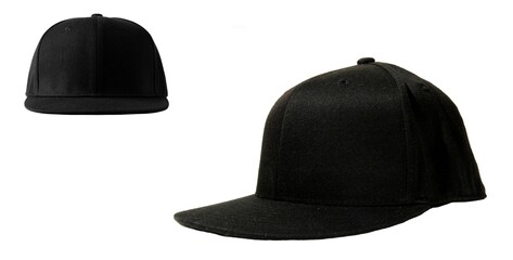 Black baseball cap with front and Side view. Mockup baseball cap for your design