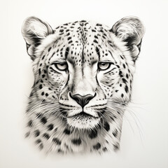 a head of cheetah drawing isolated on white background