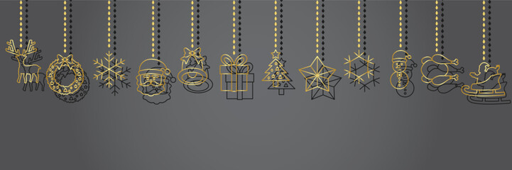 Decorative Christmas icon set graphic material