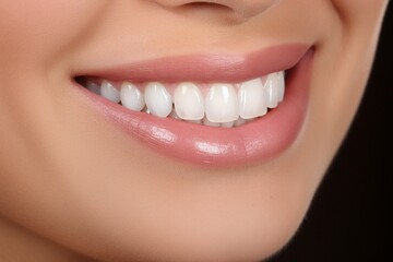 A Radiant Smile: A Close-Up Shot of a Woman's Beautiful, White Teeth