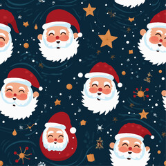 christmas seamless pattern with santa claus