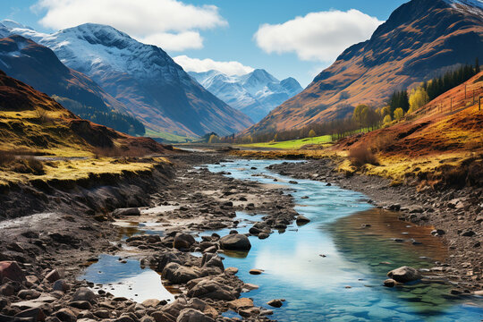vibrant transformation of Scottish Highlands in spring, embodying snowmelt, awakening wildlife, and vivid palette of colors that paint this picturesque region