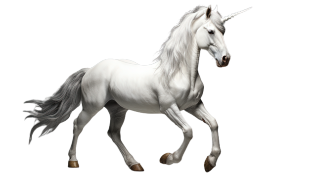 White unicorn. Isolated on Transparent background.