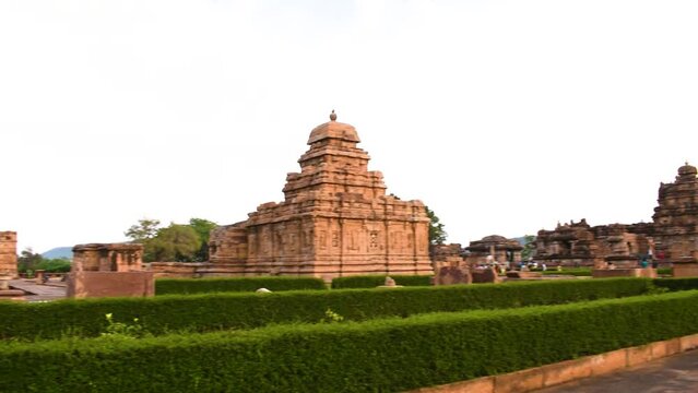 Landscape cinematic view of Pattadakal temple complex. Unesco world heritage site.