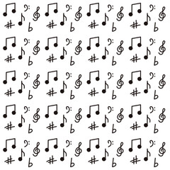 Musical notes hand drawn background Vector