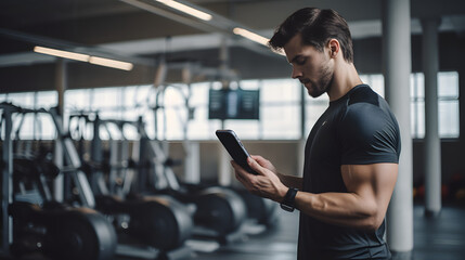 training at the gym with a mobile phone