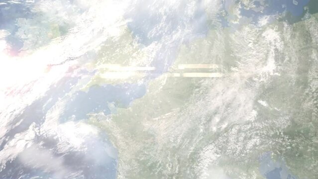 Zoom in from space and focus on Lievin, France. 3D Animation. Background for travel intro. Elements of this image furnished by NASA
