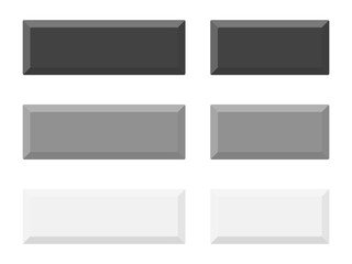 フラット立体ボタンセット：長方形モノクロ