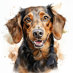 watercolor Dachshund clipart, Generative Ai