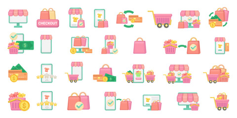 Set of e-commerce online shopping icons collection vector for marketplace business web and app. 3d icon vector collection