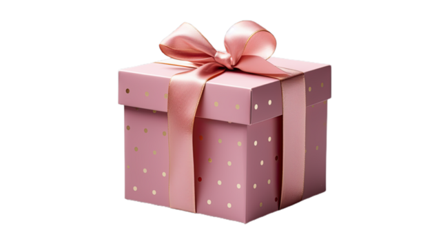 Pink gift box. Isolated on Transparent background.