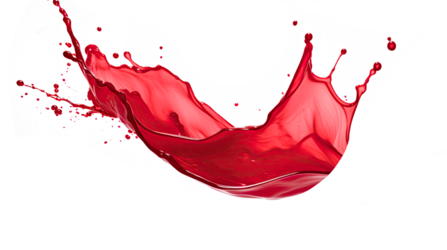 Red splash of juice. Isolated on Transparent background.