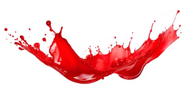 Red splash of juice. Isolated on Transparent background.