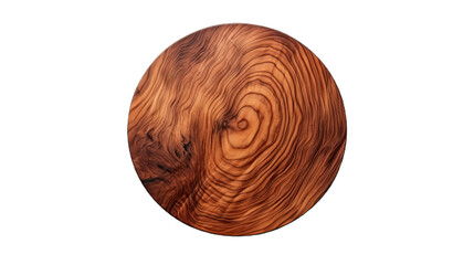 Wooden circle table. Isolated on Transparent background.