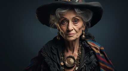 Fototapeta premium An old mysterious magician witch in a dark place