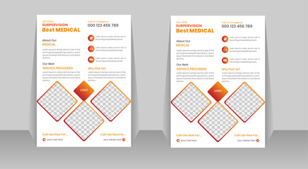 Corporate  medical healthcare flyer poster template design.Medical flyer template and Corporate healthcare a4 flyer design template or leaflet.

