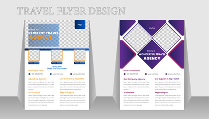 Travel Modern poster flyer design template bundle. Editable tour poster template .
