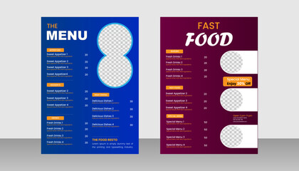 Set of delicious food sale poster menu for promotional restaurant flyer brochure with editable photo background template design.
