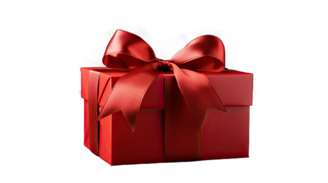 Red gift box. Isolated on Transparent background.