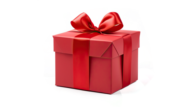 Red gift box. Isolated on Transparent background.