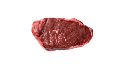 Top view sliced raw delicious beef steak. Isolated on Transparent background.